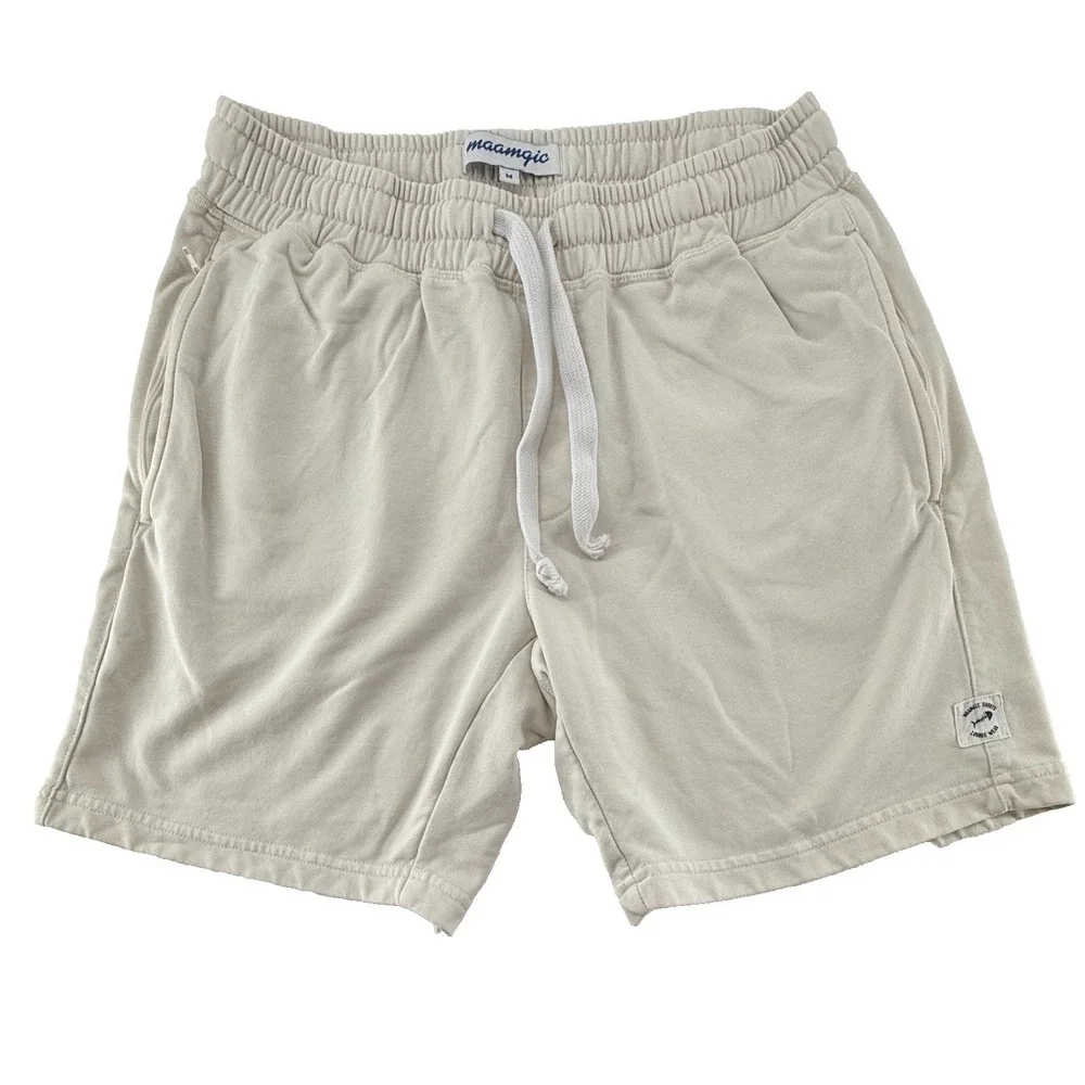 Maamgic Mens Knit Cozy Knitted Casual Shorts in Tan Brown color size Medium